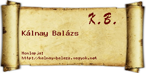 Kálnay Balázs névjegykártya